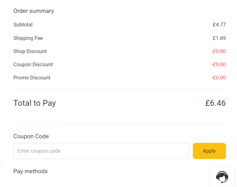 Voghion discount code box during checkout