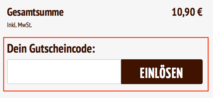 Löse einen vom-Achterhof-Gutschein im Warenkorb des Online-Shops ein