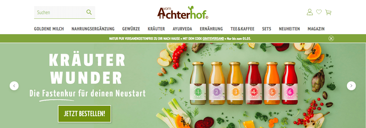 Shoppe alles für deine gesunde Ernährung bei vom Achterhof im Online-Shop mit tollen Angeboten