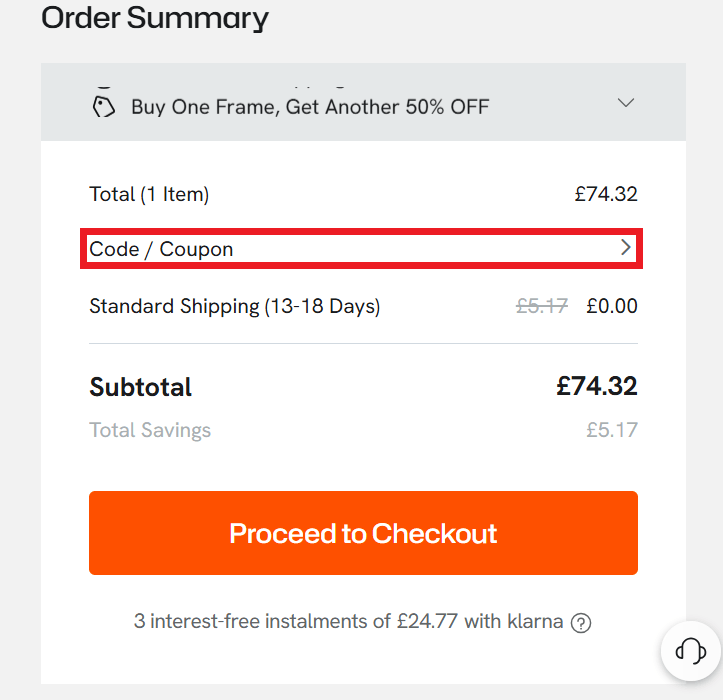 Vooglam discount code box in shopping bag