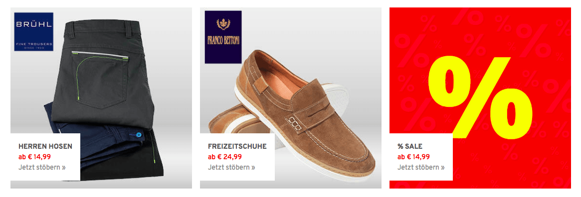 Hochwertige Herrenhosen und Schuhe im Sale bei Vorteilshop