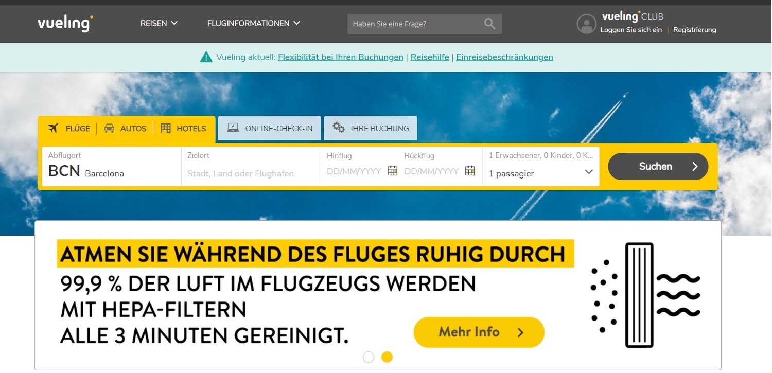 Vueling-Online Flüge buchen