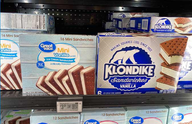 Great Value vs Klondie Icecream Sandwiches