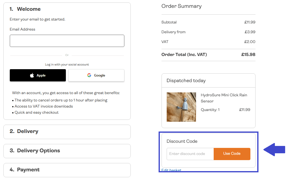 Water Irrigation discount code section image