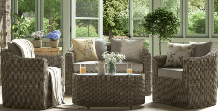 Rattan garden furniture set in grey from Wayfair