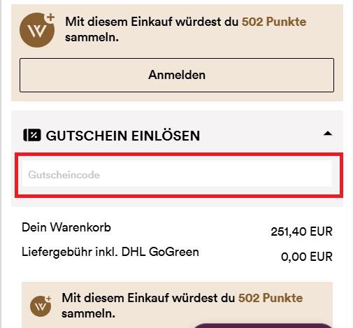 Eingabefeld von deinem Weinfreunde Gutschein