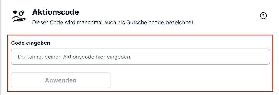 Eingabefeld für den weloveholidays Gutschein im Warenkorb