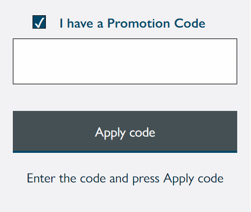 Wightlink discount code box - bookings page