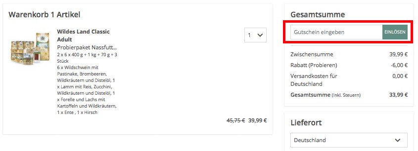 Gutscheinfeld für den Wildes Land Gutschein