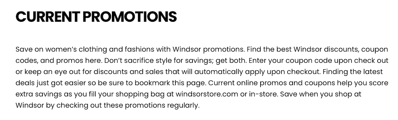 details about windsor's current promotions 