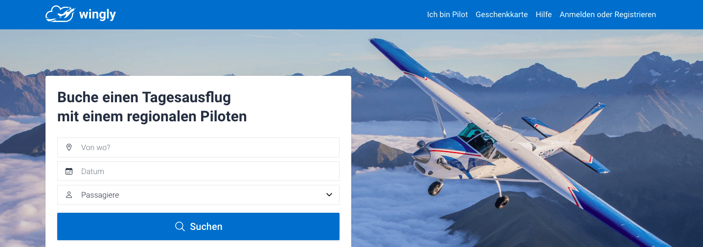 Buche deinen nächsten privatflug bei Wingly mit einem Gutschein zum Schnäppchenpreis