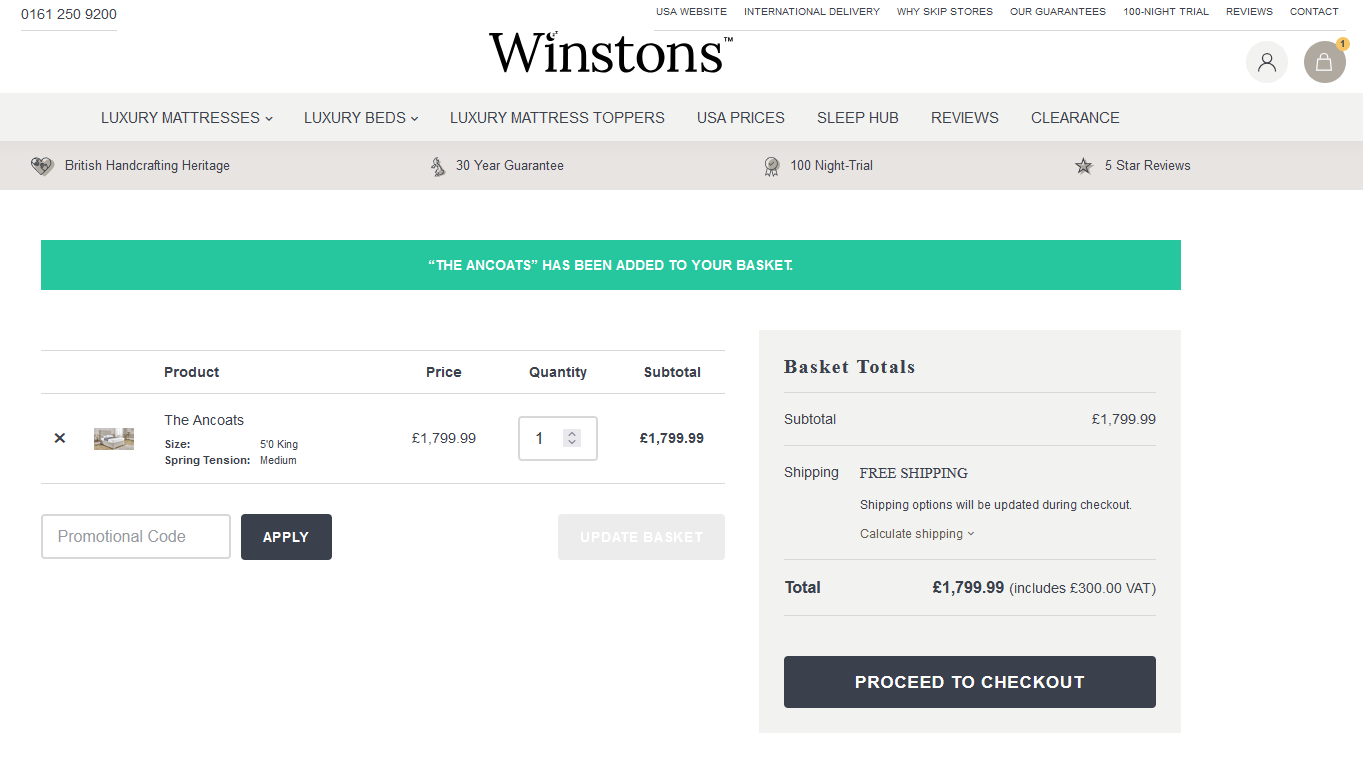 Application box for Winstons beds discount codes at the online checkout