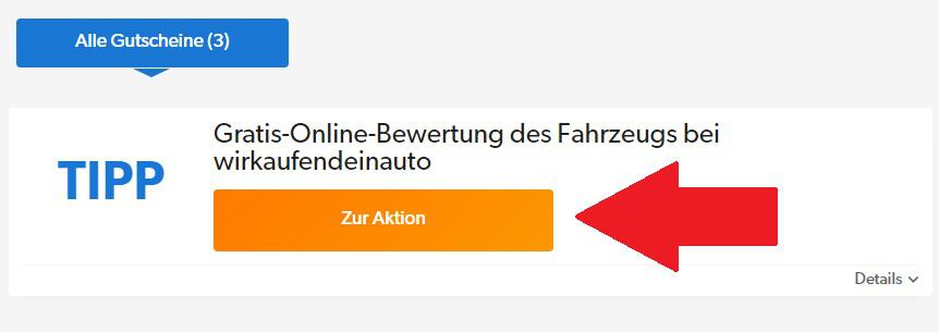 "Zur Aktion" Button vom wirkaufendeinauto Gutschein