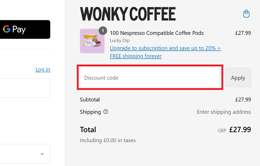 Wonky Coffee discount code box image