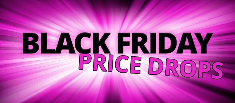 Wowcher Black Friday banner - Colourful text saying Black Friday price drops