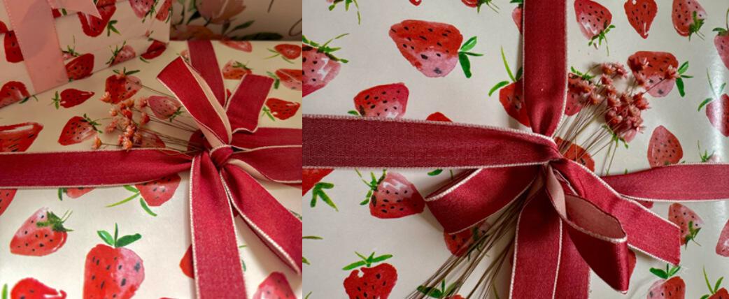 wrapped presents with adorned flowers
