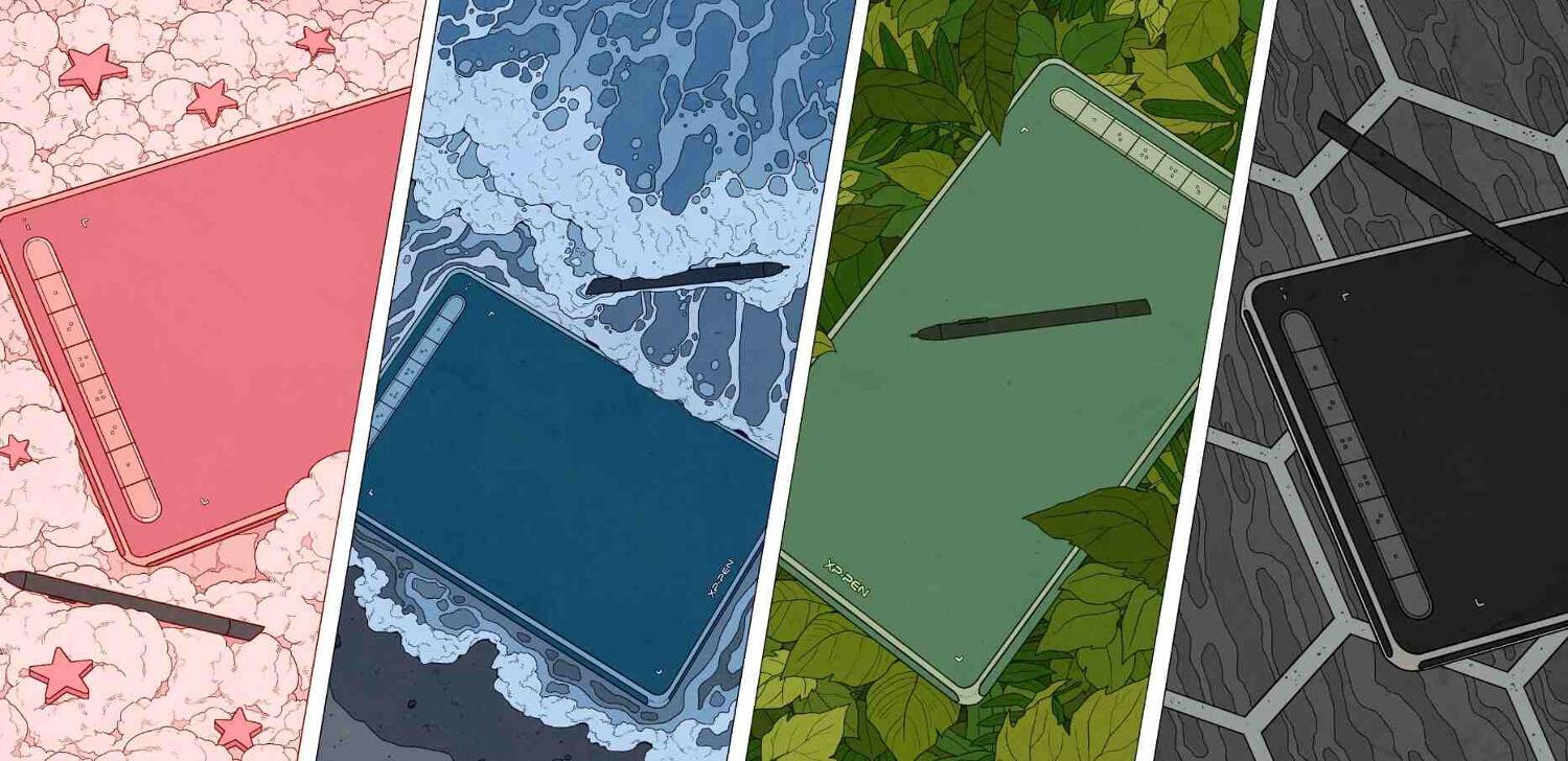XP-PEN how to save banner showing 4 side by side illustrated images of XP-PEN devices in multiple colours