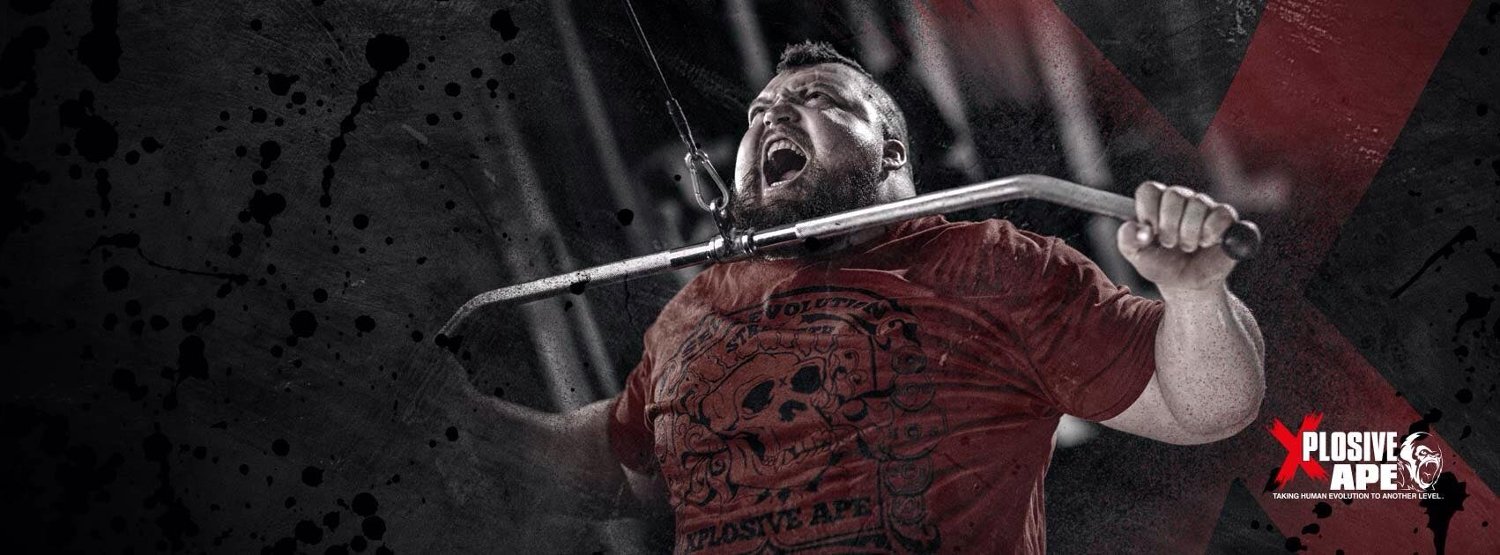 Man lifting weights wearing XplosiveApe sportswear