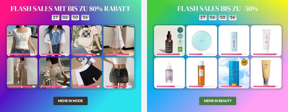 YesStyle Flash Sales für Kleidung und Beauty mit Countdowns