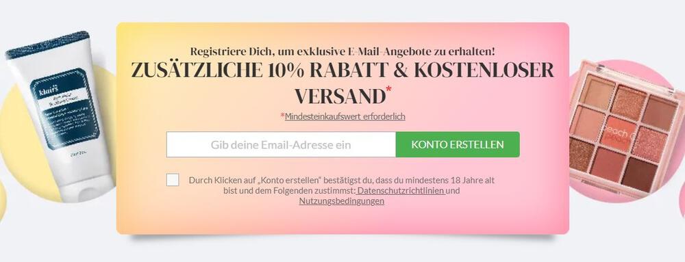 Banner für den 10 % Newsletter-Gutschein von YesStyle