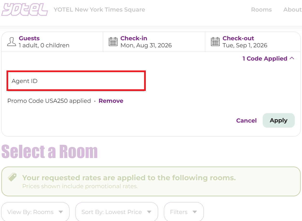 YOTEL discount code box redemption box image