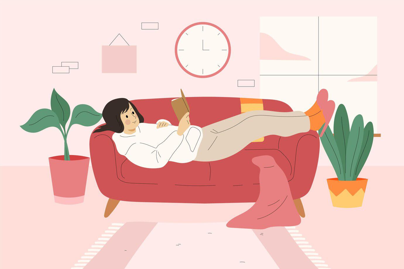 young woman relaxing at home