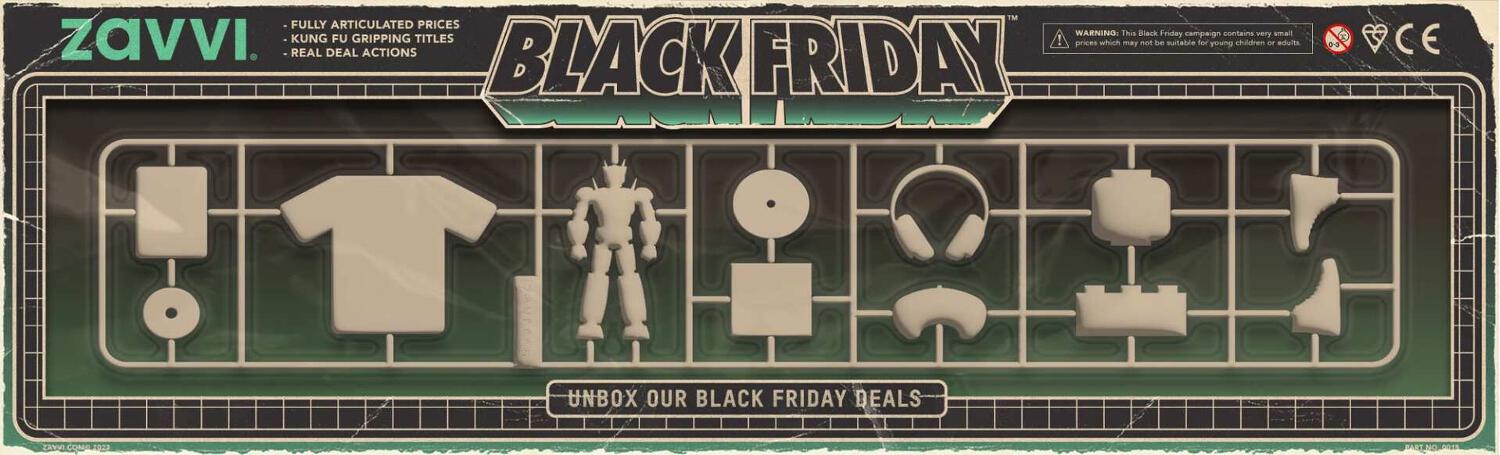 Zavvi Black Friday picture - Zavvi promotional banner from previous black friday displayed like a building kit