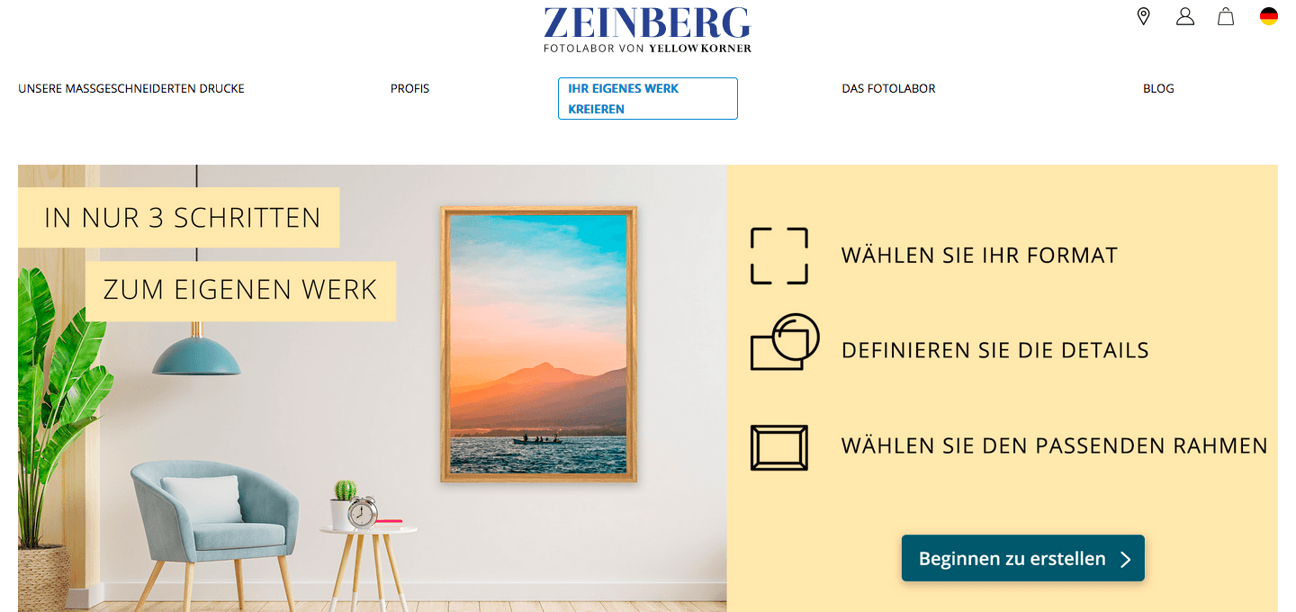 Zeinberg Online-Shop wo du deine eigenen Bilder in Kunst verwandeln kannst