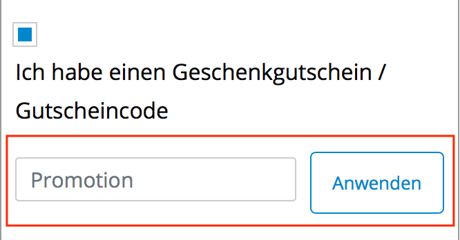 Zeinberg Gutschein im Warenkorb einlösen