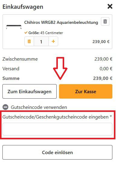 Eingabefeld um deinen ZOOLOGO Gutschein einzulösen