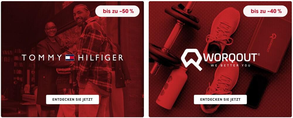 Markenrabatt auf Tommy Hilfiger und Worqout bei ZOOT