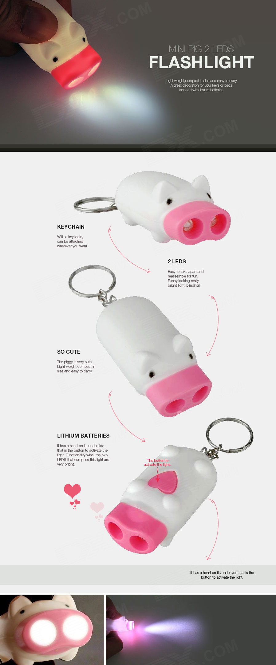 18% Off Mini Pig 2 LEDs Flashlight + Free Shipping