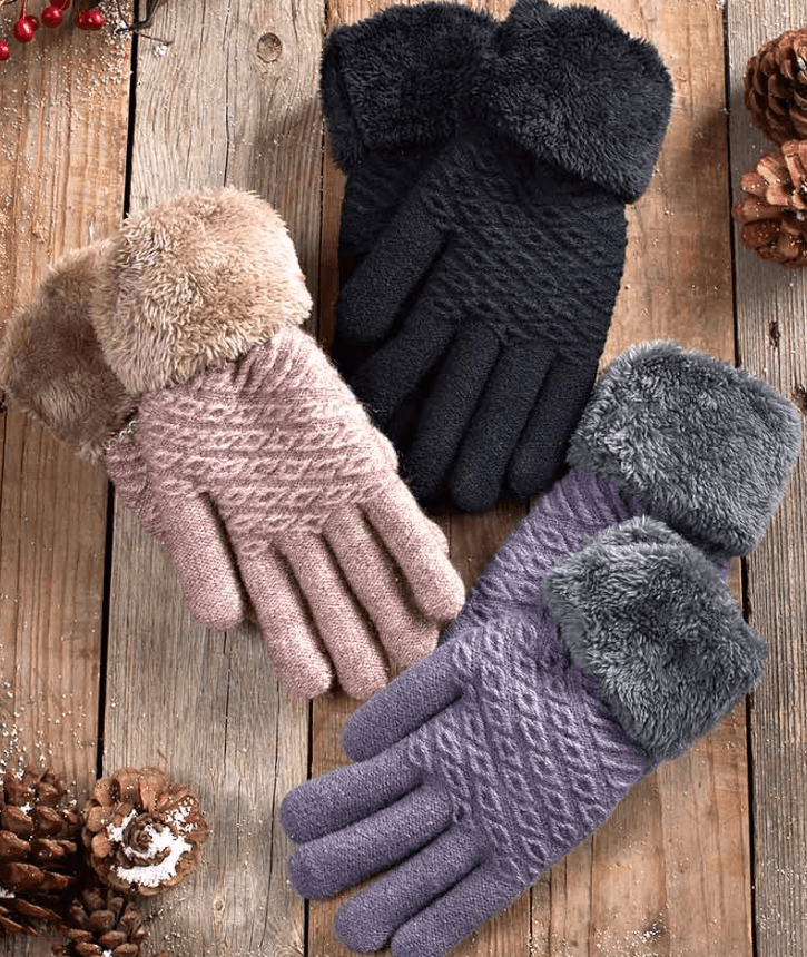 Plush Lined Gloves with Faux Fur Cuffs for $4.98